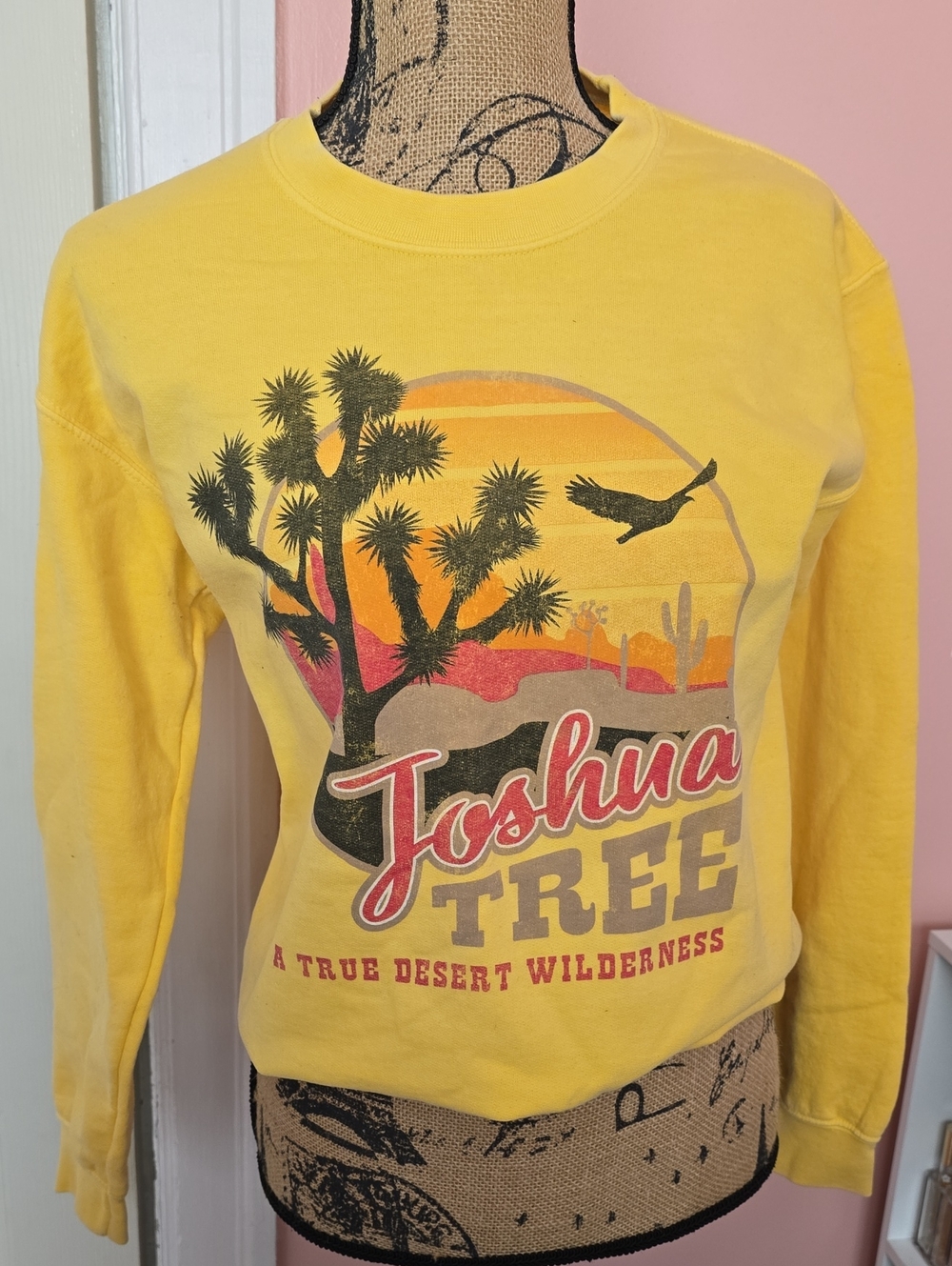 Forever 21 Yellow Joshua Tree Graphic Crewneck Sweatshirt